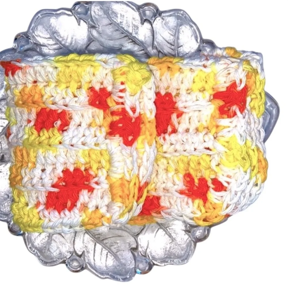 Hand Crafted Colorful All Purpose Wash or Dish Cloths Crochet 100% Cotton